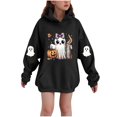thumbnail image 1 of SERTG Children Halloween Printed Hooded Tops Long Sleeved Sweatshirt with Pockets Fleece Top Hooded Sweatshirt for Girls 3-14 Years(Black,11-12 Years), 1 of 4