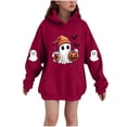 thumbnail image 1 of SERTG Children Halloween Printed Hooded Tops Long Sleeved Sweatshirt with Pockets Fleece Top Hooded Sweatshirt for Girls 3-14 Years(Red,9-10 Years), 1 of 4