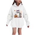 thumbnail image 1 of SERTG Children Halloween Printed Hooded Tops Long Sleeved Sweatshirt with Pockets Fleece Top Hooded Sweatshirt for Girls 3-14 Years(White,3-4 Years), 1 of 4