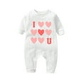 thumbnail image 1 of SERTG Children Infant Heart Print Romper Long Sleeve Valentine's Day Sweet Casual Bodysuit for Babies 3-18 Months(White,12 Months), 1 of 3