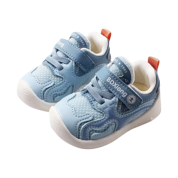 SERTG Children Outdoor Casual Shoes Hook and Loop Closure Comfortable Mesh Breathable Soft Sole Non-Slip Footwear for Early and Daily Use Walking Shoes(Blue,2-2.5 Years)