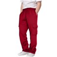 thumbnail image 1 of SERTG Children Solid Color Casual Cargo Pants Comfortable Loose Fall Winter Long Pants with Drawstring Side Pockets for Kids 4-14(Red#1,5 Years), 1 of 7