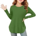 thumbnail image 1 of SERTG Children Solid Color Leisure Round Neck Shirts Spring Fall Hem Side Slit Soft Tunic Tops Long Sleeves Blouse for Kids 3-12 Years (Green,11 Years), 1 of 5