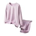 thumbnail image 1 of SERTG Children Striped Turtleneck Round Neck Long Sleeved Top and Elastic Waist Trousers Medium Sized Home Casual Set for Kids 3-16 Years(Pink#3,4 Years), 1 of 7