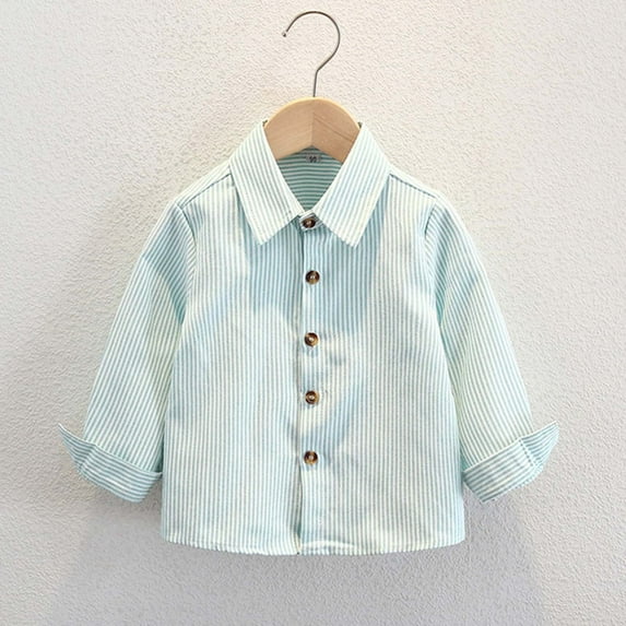 SERTG Children's Button Down Plaid Shirt – Short Sleeve Casual Tops with Classic Collar Child Child Spring Autumn Fashion Blouse(Green#9,6-7 Years)