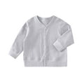 thumbnail image 1 of SERTG Children's Solid Color Long Sleeved Knitted Cardigan Child and Child Fashion Single-breasted Button V- Neck Warm Sweater for Kids(Gray,1-2 Years), 1 of 5