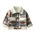 thumbnail image 1 of SERTG Childrens Plaid Shirt Button down Plaid Shirts Casual Long Sleeve Hoodies Fall Fashion Color Block Fleece Lined Hooded Shirt Jackets for Kids 1-13 Years(Gray,7-8 Years), 1 of 5