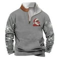 thumbnail image 1 of SERTG Christmas Tops Men's Half Zip Christmas Print Pullover Front Pockets Stand Collar Long Sleeve Fashion Casual Top Holiday Gifts(Gray,3XL), 1 of 2