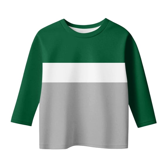 SERTG Girls 3/4 Sleeve Round Neck T-Shirt Kids Cotton Fashion Casual Spring Summer Comfortable Fit Everyday Top(Green#1,4-5 Years)