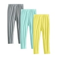 thumbnail image 1 of SERTG Girls 3 Pack Solid Color Leggings Lightweight Skinny Pants Spring Fall Soft Stretchy Comfortable Fitted Base Layer Pants for Kids 2-13 Years(Mint Green#10,4 Years), 1 of 9