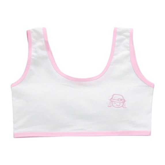 SERTG Girls Breathable First Bra Prints Cotton Seamless Color Blocking Comfort Fit School Activities Daily Wear Bralette Undergarment(Pink,9-12 Years)
