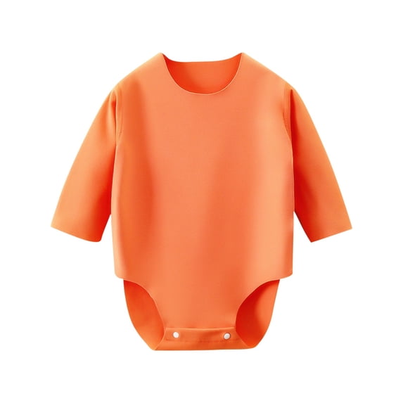SERTG Girls Cute Printed Bodysuit Long Sleeve Sleeve Snap-Enclosure Bottom Daily Wear Outfit for Infants 1-18 Months(Orange,3 Months)