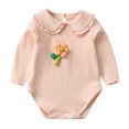 thumbnail image 1 of SERTG Girls Cute Printed Bodysuit Long Sleeve Sleeve Snap-Enclosure Bottom Daily Wear Outfit for Infants 1-18 Months(Pink,0-3 Months), 1 of 8
