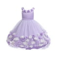thumbnail image 1 of SERTG Girls Dress Floral Sheer Sweep Train Halloween Sleeveless Round Neck Role Play Outfit for Big Kids 4-10 Years(Purple,5 Years), 1 of 9