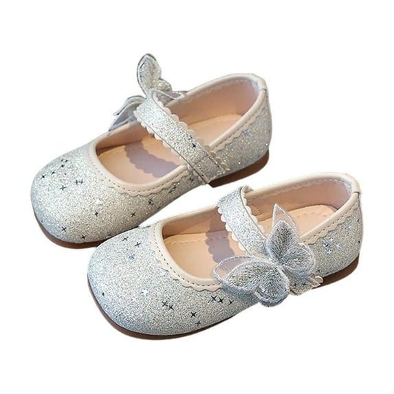 SERTG Girls Fashion Casual Closed Toe Princess Style Flats with Bow Comfortable School Shoes for Everyday Wear and Soft Sole Footwear for Girls(Beige,5-5.5 Years)