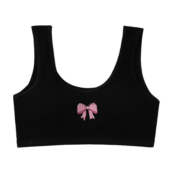 SERTG Girls First Bra Padded Soft Cup Support Bralette Casual Wear Everyday Comfort Fit Kids Training Bra(Black,16-18 Years)