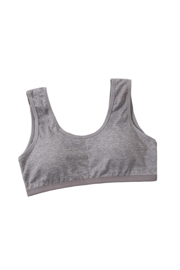 Girls Floral Bralette Wire-Free Cotton Comfort Fit Casual School Wear Everyday Undergarment First Bra(Gray,9-10 Years)