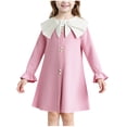 thumbnail image 1 of SERTG Girls Floral Lace Dress Round Neck Bow Collar Long Sleeved Dress Children Casual Spring Summer Everyday Skirt for Kids(Pink,7-8 Years), 1 of 9