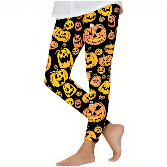 SERTG Girls' Halloween Fashion Printed Pants Slim Fitted Leggings Soft Outerwear Pants for Children 3-8 Years(Multicolor,3 Years)