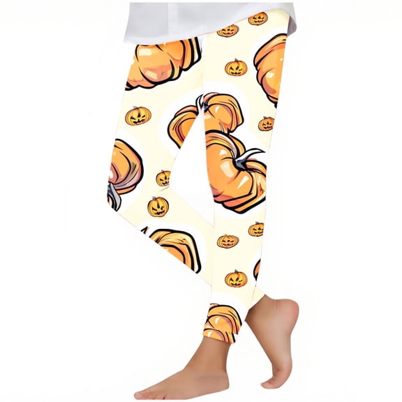 SERTG Girls' Halloween Fashion Printed Pants Slim Fitted Leggings Soft Outerwear Pants for Children 3-8 Years(Multicolor,4 Years)