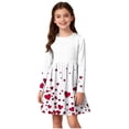 thumbnail image 1 of SERTG Girls Heart Print Long Sleeve Dress Round Neck Fashion Dance Skirts Valentine Theme Spring Summer Comfort Fit Kids Dress(White,9-10 Years), 1 of 6