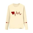 thumbnail image 1 of SERTG Girls Heart Print Valentine Crewneck Pullover Sweatshirt Long Sleeve Spring Summer Comfortable Casual Tops for Kids(Beige#1,11-12 Years), 1 of 6