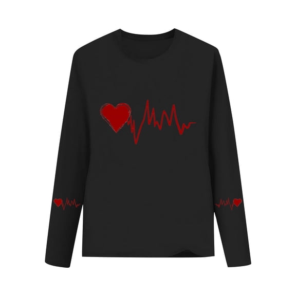 SERTG Girls Heart Print Valentine Crewneck Pullover Sweatshirt Long Sleeve Spring Summer Comfortable Casual Tops for Kids(Black#1,2-3 Years)
