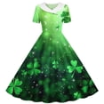 thumbnail image 1 of SERTG Girls Holiday Celebration Dress St Patricks Print Short Sleeve A-Line Skater School Recital Twirl Comfort Fit Stretch Party Dress(Dark Blue,13-14 Years), 1 of 6