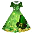 thumbnail image 1 of SERTG Girls Holiday Celebration Dress St Patricks Print Short Sleeve A-Line Skater School Recital Twirl Comfort Fit Stretch Party Dress(Orange,13-14 Years), 1 of 6