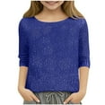thumbnail image 1 of SERTG Girls Long Sleeve Round Neck Glitter T-Shirt Kids Cotton Fashion Casual Spring Summer Comfortable Fit Everyday Top(Dark Blue,7-8 Years), 1 of 7