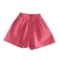 thumbnail image 1 of SERTG Girls Loose Cotton Shorts Elastic Waist Wide Leg Shorts Kids Summer Casual Solid Color Fit Summer Play Comfort Fit Everyday Bottoms(Watermelon Red,6 Years), 1 of 7