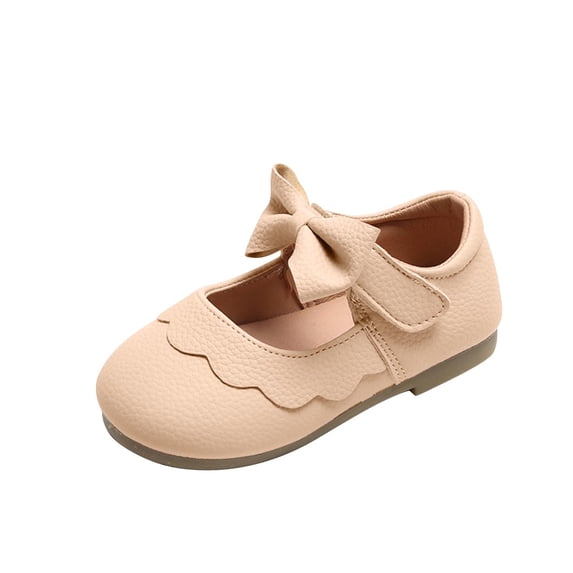SERTG Girls Mary Jane Flats Kids Princess Dress Shoes Scalloped Side Bow Round Toe Flexible Non Slip Rubber Sole Infant Daily Walking School Casual Wear Flats(2 Years)