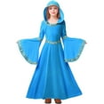 thumbnail image 1 of SERTG Girls Medieval Court Halloween Garb 2-Piece Long Sleeve Dress with Sash Pretend Play Regal Outfit for Kids 5-12 Years(Blue,5 Years), 1 of 4