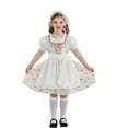 thumbnail image 1 of SERTG Girls Oktoberfest Maid-Style Set 3-Piece Cottagecore Print Dress + Head Scarf and Apron Cultural Theme Dress-Up Skirt Outfit for Kids 4-13 Years(White,5-6 Years), 1 of 9