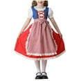 thumbnail image 1 of SERTG Girls Oktoberfest Maid-Style Set 3-Piece Puff Sleeve Round Neck Dress + Apron Cottagecore Theme Dress-Up Skirt Outfit for Kids 5-12 Years(Red,11 Years), 1 of 6