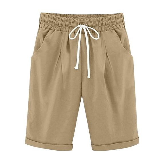 SERTG Girls Pleated Elastic Waist Shorts Side Pocket Lightweight Breathable Drawstring Solid Color Casual Summer Everyday Kids Bermuda Shorts