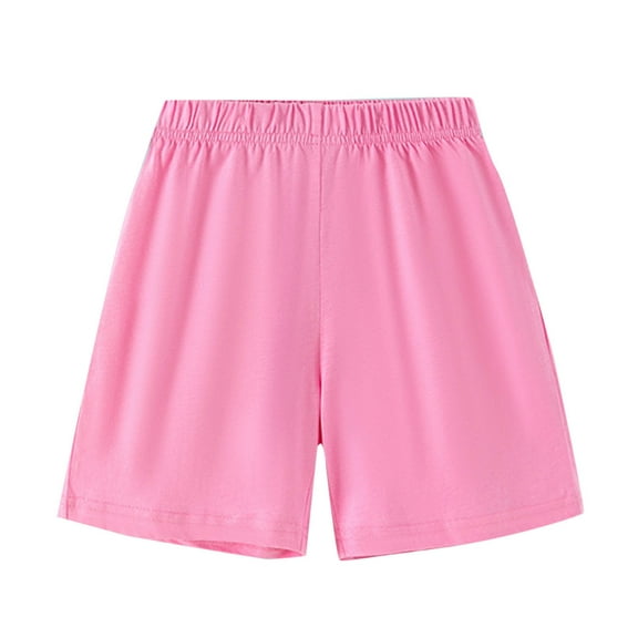 SERTG Girls Plus Size Lightweight Thin Shorts Elastic Waist Kids Spring Summer Fashion Casual Comfortable Breathable Everyday Shorts(Pink,2-3 Years)