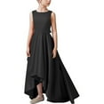 thumbnail image 1 of SERTG Girls Princess Dress Solid Color Round Neck Sleeveless Slim Fit Floor-Length Kids Formal Gown Party Skirts(Black,7-8 Years), 1 of 3