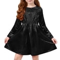 thumbnail image 1 of SERTG Girls Shiny Ruffled Long Sleeve Party Dress Glitter Pageant Gown Kids Spring Fall Princess Evening Wear Skirts(Black,9 Years), 1 of 9