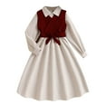 thumbnail image 1 of SERTG Girls Solid Color Corduroy Dress and Vest Set Long Sleeve Notch Collar Kids Spring Fall Fashion Casual 2 Piece Outfit Skirts(Red,9-10 Years), 1 of 7
