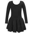 thumbnail image 1 of SERTG Girls Solid Color Round Neck Dress Long Sleeve Dress Kids Spring Summer Dance Party Everyday Skirts(Black,2-3 Years), 1 of 4