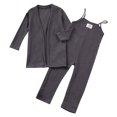 thumbnail image 1 of SERTG Girls Solid Color Tops with Round Neck Long Sleeve Ruffle Sleeve and Long Pants Set Spring Fall Elegant Sweet Stylish Two Piece Outfit for Toddlers 0-6 Years(Dark Gray,5 Years), 1 of 9