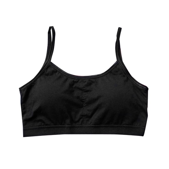 SERTG Girls Straps Lightly Lined Training Bra Seamless Bra Light Support Bralette School Daily Wear Wire-Free Kids Comfort First Bra(Black,12-13 Years)