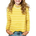 thumbnail image 1 of SERTG Girls Striped High Neck Long Sleeve Shirt T-Shirt Fashion Casua Soft Fit Fall Winter Blouse Kids Everyday Wear Top(Yellow,3-4 Years), 1 of 4