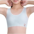 thumbnail image 1 of SERTG Girls Training Bra Lightly Lined Lightweight Seamless Solid Color Prints Comfort Bralette School Daily Wear Breathable First Bra(Light Blue,9-10 Years), 1 of 6