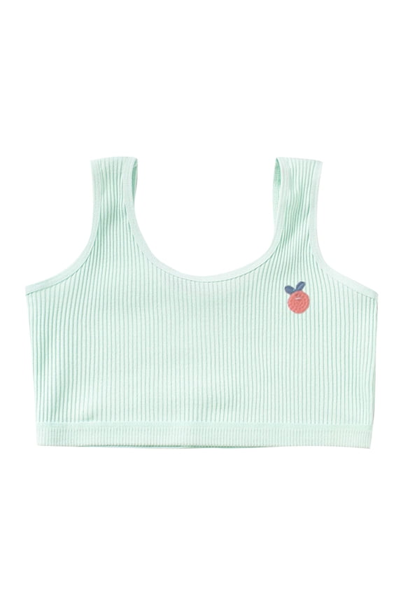 Girls Unpadded Training Bra Longline Solid Color Sports Daily Wear Soft Comfort Fit Vest Undershirt Bralette(Green,9-10 Years)