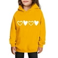 thumbnail image 1 of SERTG Girls Valentine's Hooded Sweatshirt Long Sleeve Casual with Heart Print Kids Spring Fall Fleece-Lined Solid Color Everyday Top(Yellow#1,7 Years), 1 of 5
