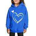 thumbnail image 1 of SERTG Girls Valentine's Hooded Sweatshirt Long Sleeve Casual with Heart Print Kids Spring Fall Fleece-Lined Solid Color Everyday Top(Blue,5 Years), 1 of 5