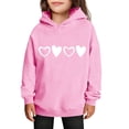 thumbnail image 1 of SERTG Girls Valentine's Hooded Sweatshirt Long Sleeve Casual with Heart Print Kids Spring Fall Fleece-Lined Solid Color Everyday Top(Pink#1,7 Years), 1 of 5
