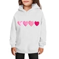 thumbnail image 1 of SERTG Girls Valentine's Hooded Sweatshirt Long Sleeve Casual with Heart Print Kids Spring Fall Fleece-Lined Solid Color Everyday Top(White,3 Years), 1 of 5